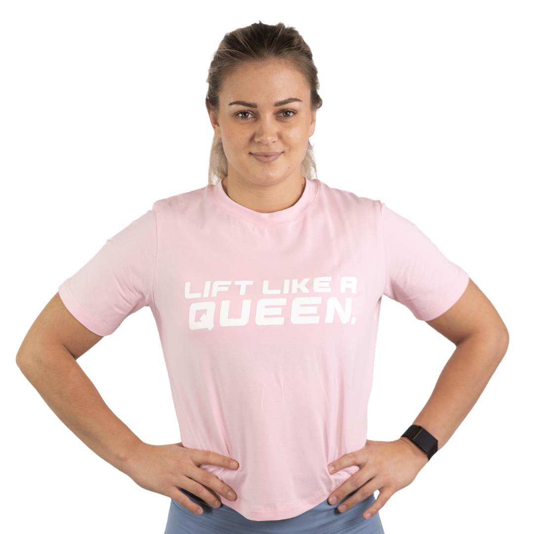 Lift Heavy Lift Like A Queen Rounded Cropped T-Shirt QEENTSHIRT-ROSE